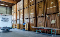 Storage containers within the warehouse.